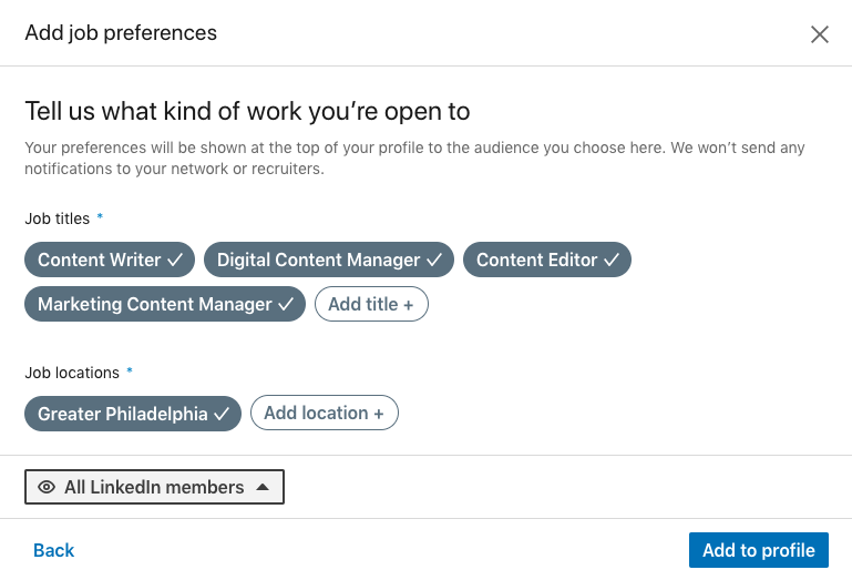 linkedin job preferences